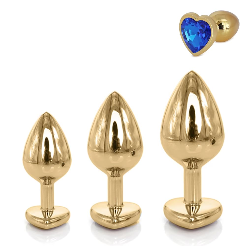 Metallic Gold Heart Shaped Butt Plug with Diamond