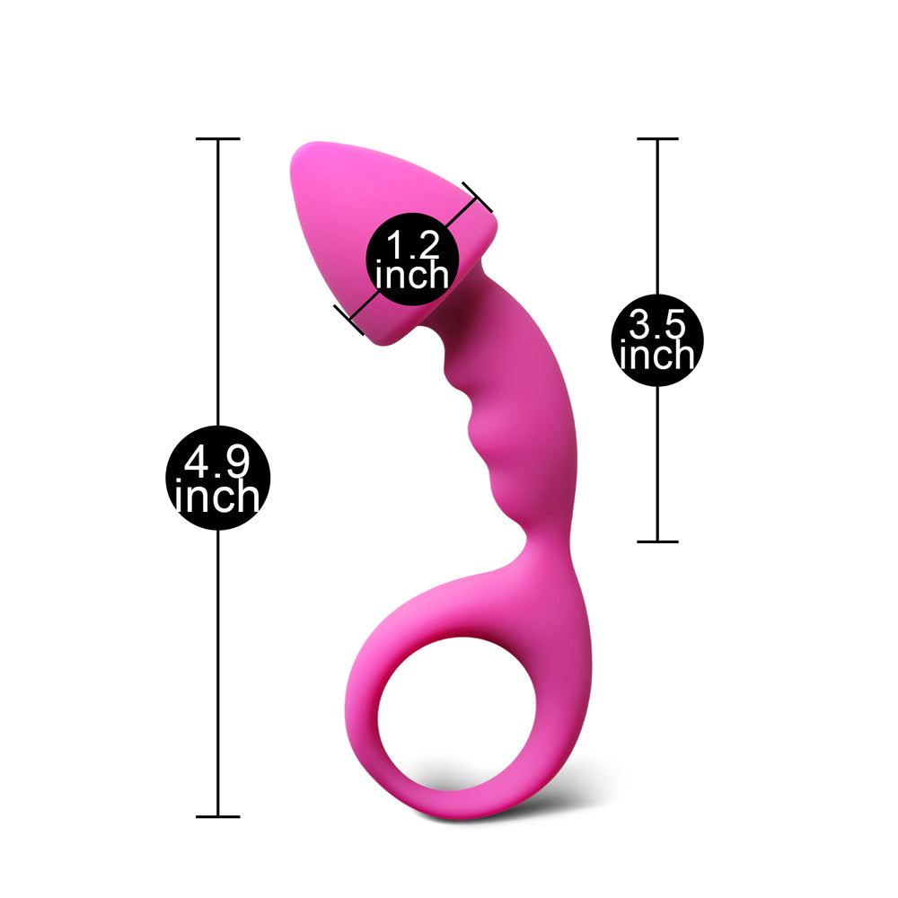 Silicone Curved Penis Butt Plug with Ring Pull 3.5 inch