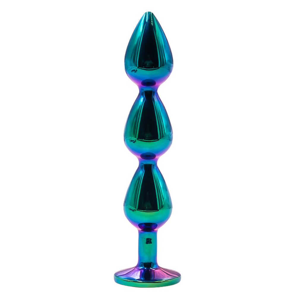 Jeweled Iridescent Metal Triple Butt Plug 5.5 inch