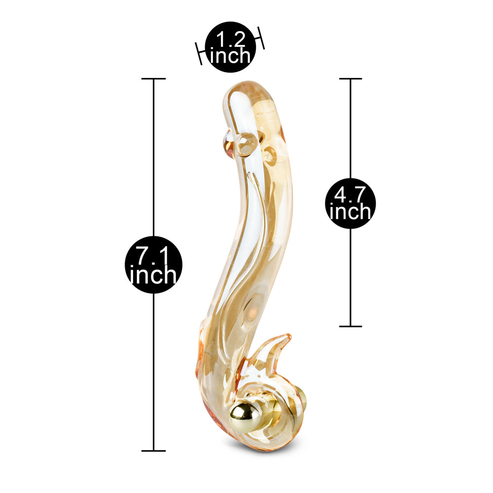 Gold Dragon Vibrating Glass Dildo 5 inch