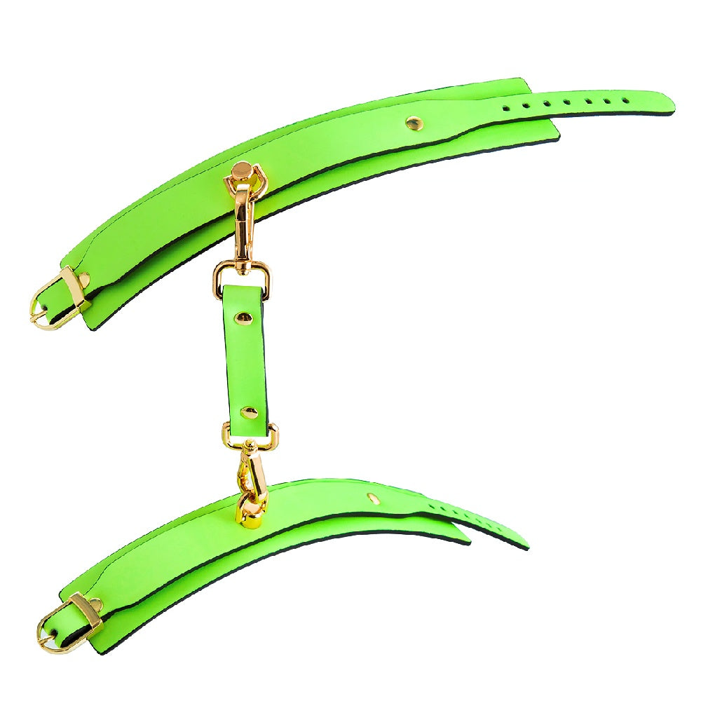 Glow in the Dark Faux Leather Wrist Cuffs with Gold Hardware