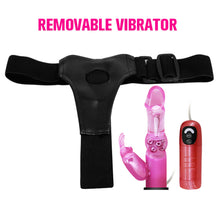 Load image into Gallery viewer, Rotating Rabbit Vibrator Strap-On Harness with Remote Control, Multi-Speed, 7 inch