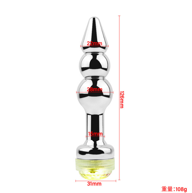 Light Up LED Metallic Butt Plug V with 21 Key Remote