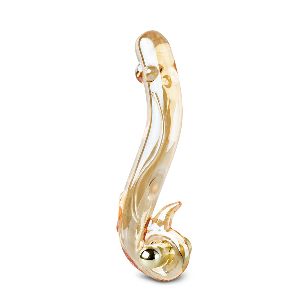Gold Dragon Vibrating Glass Dildo 5 inch