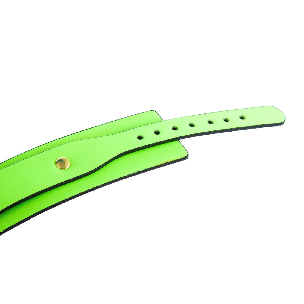 Glow in the Dark Faux Leather Wrist Cuffs with Gold Hardware