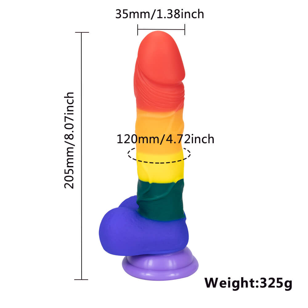 Rainbow II Dildo with Sunction Cup, 8 inch