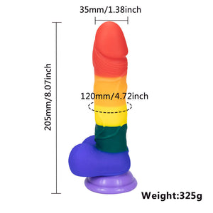 Rainbow II Dildo with Sunction Cup, 8 inch