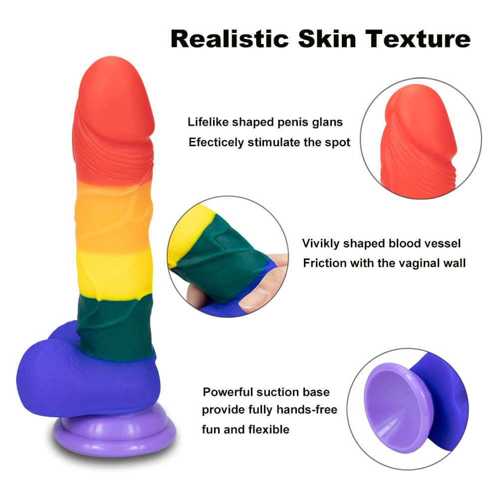 Rainbow II Dildo with Sunction Cup, 8 inch