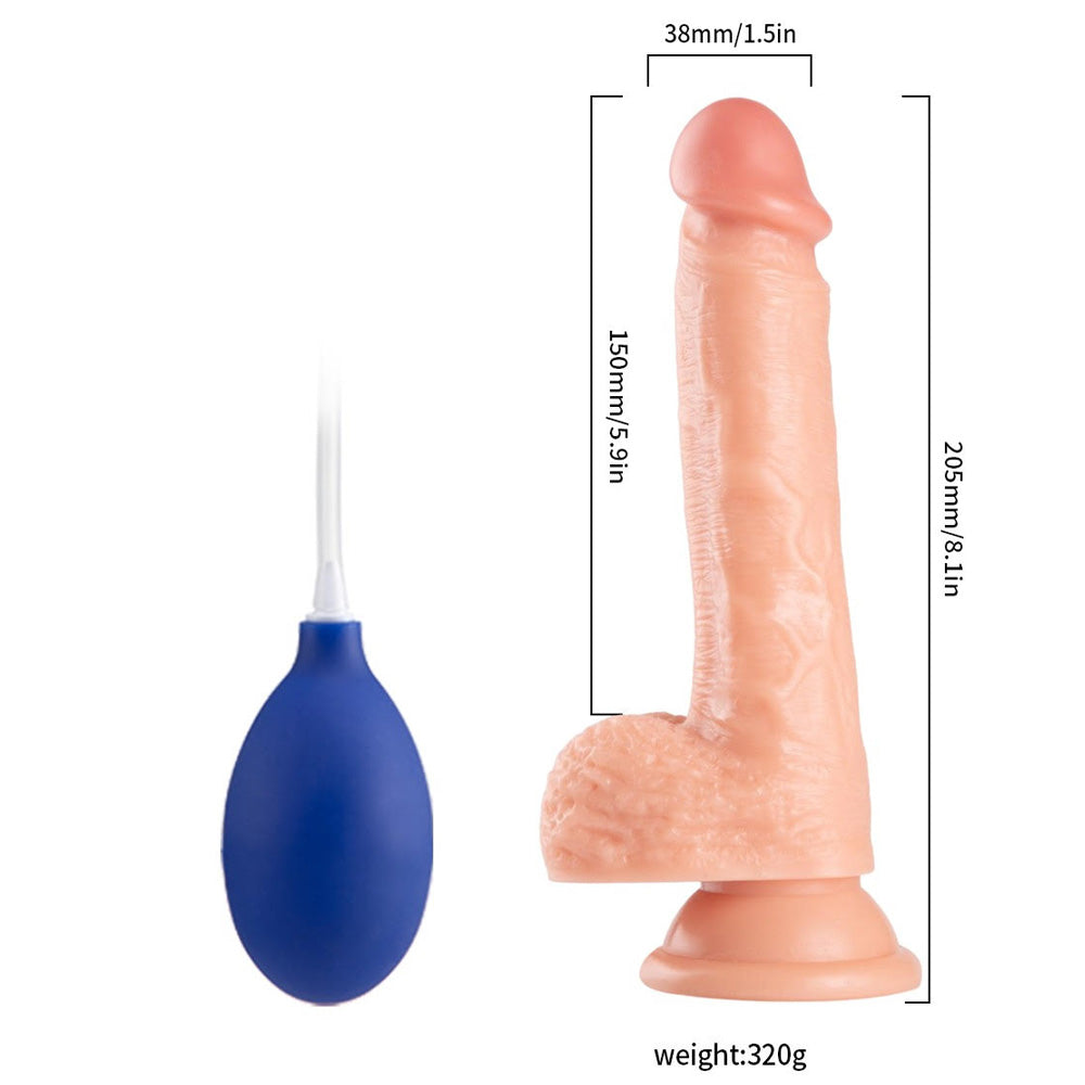 8 inch Rechargeable Remote Control Vibrating Squirting Suction Cup Dildo