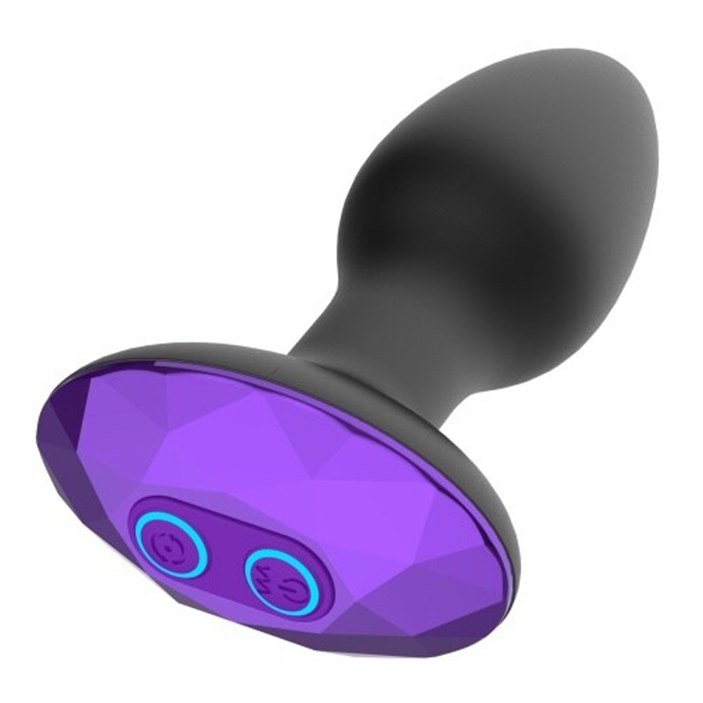 Remote Control Rechargeable Rotating & Vibrating Jeweled Silicone Butt Plug 10 Function