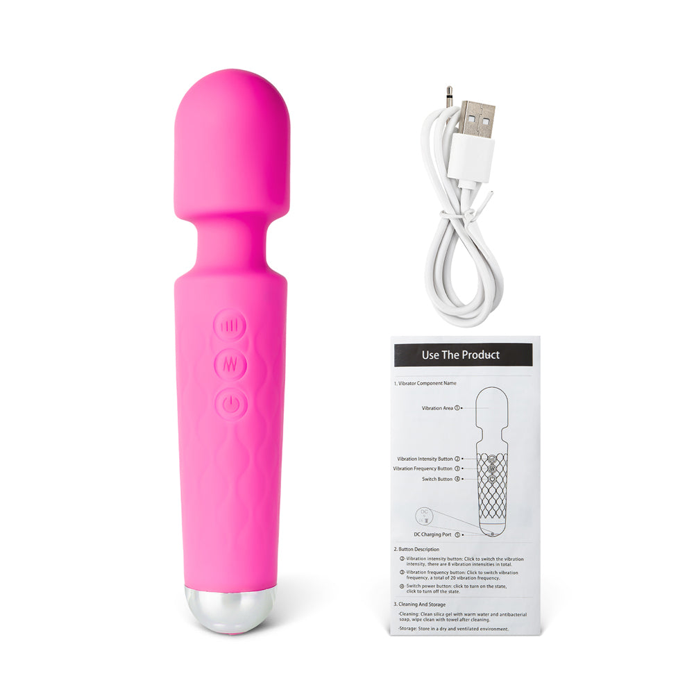 Rechargeable Silicone Mini Massage Wand Vibrator 20 Function