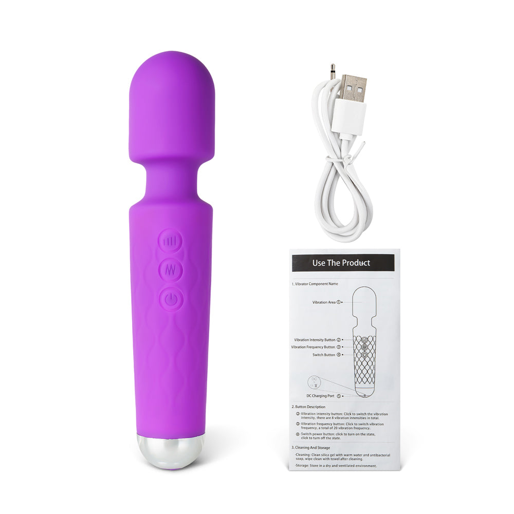 Rechargeable Silicone Mini Massage Wand Vibrator 20 Function