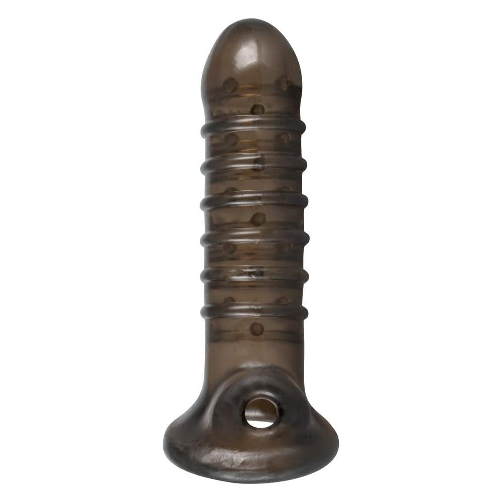 Double Sided Ribbed Girthy Penis Sleeve with Ball Loop 7.3 inch