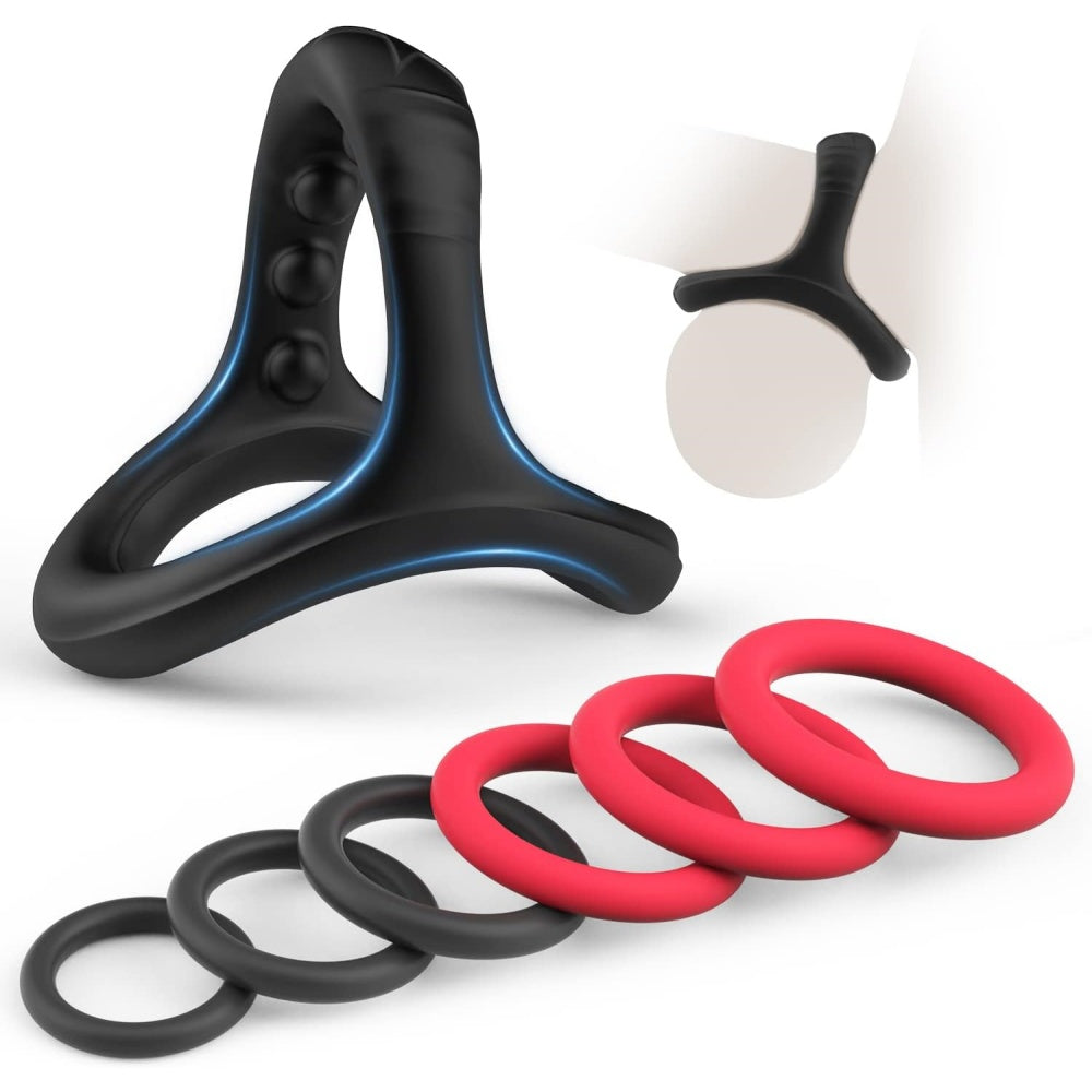 Silicone Cock and Ball Ring & Donut Cock Ring Kit (7 Piece)