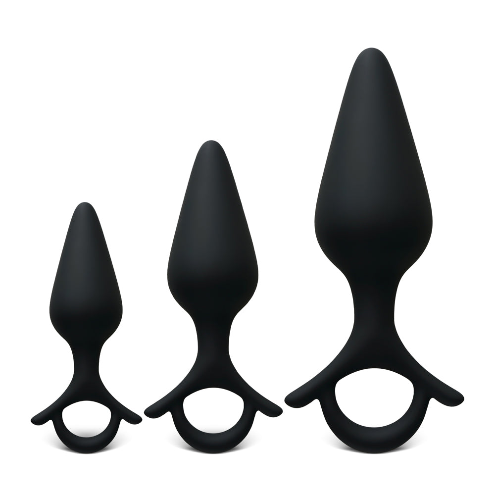 Silicone Butt Plug with Pull Ring Loop (3 Piece)