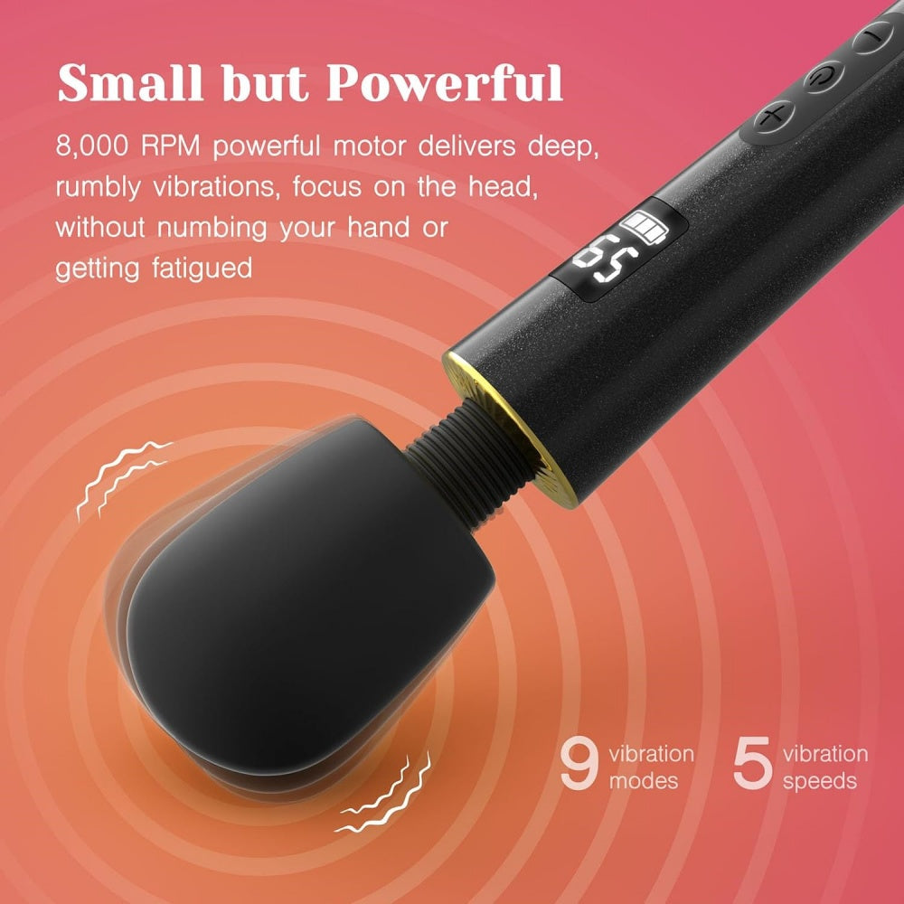 LED Display Rechargeable Massage Wand Vibrator, 9 Function