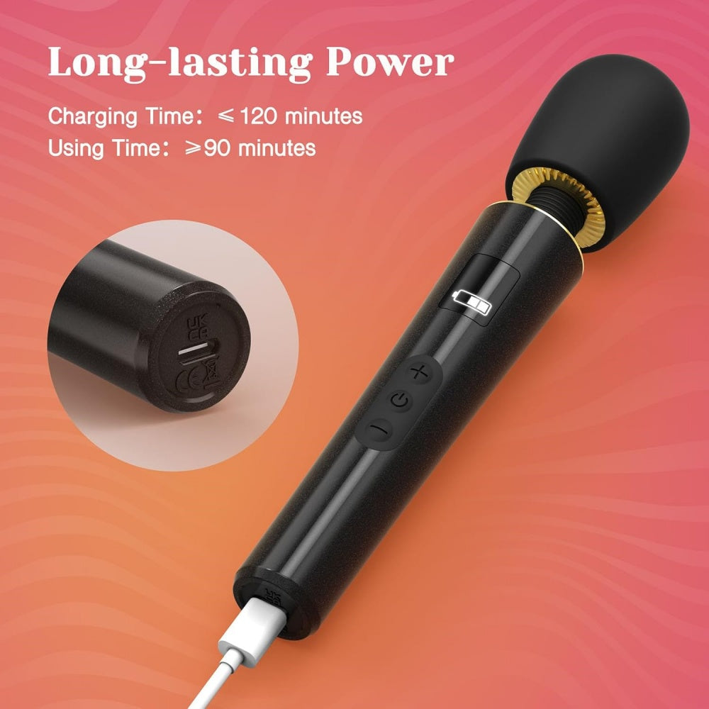 LED Display Rechargeable Massage Wand Vibrator, 9 Function