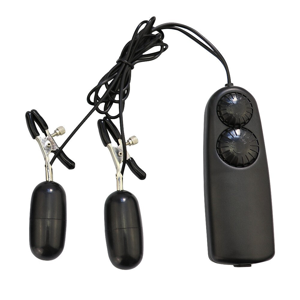 Adjustable Nipple Clamps with Vibrating Bullet & Two-Dial Remote Control