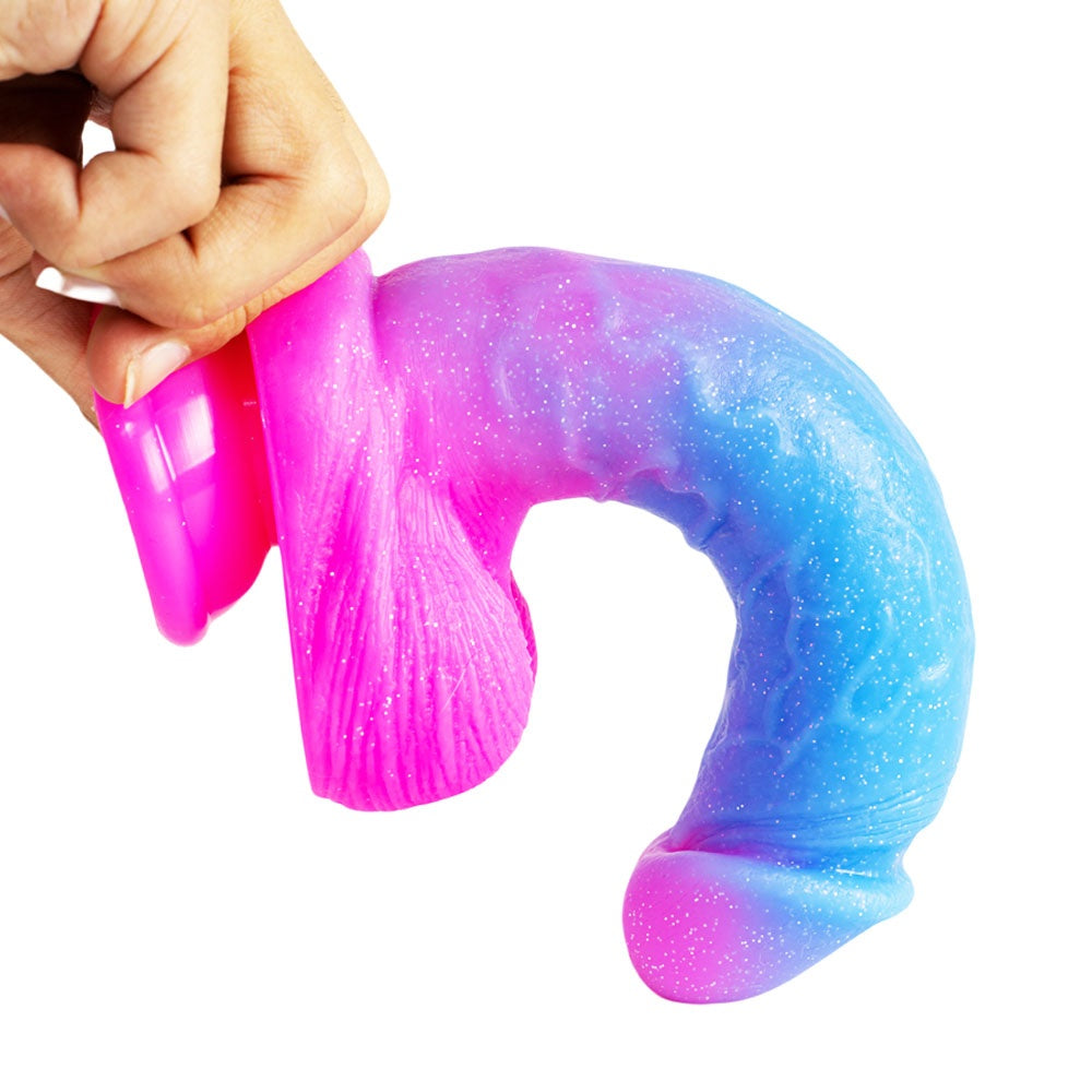 Glitter Realistic Suction Cup Dildo with Balls 8 inch