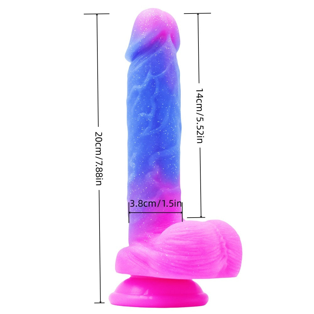 Glitter Realistic Suction Cup Dildo with Balls 8 inch