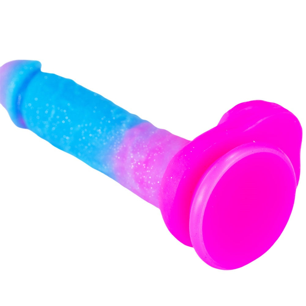 Glitter Realistic Suction Cup Dildo with Balls 8 inch
