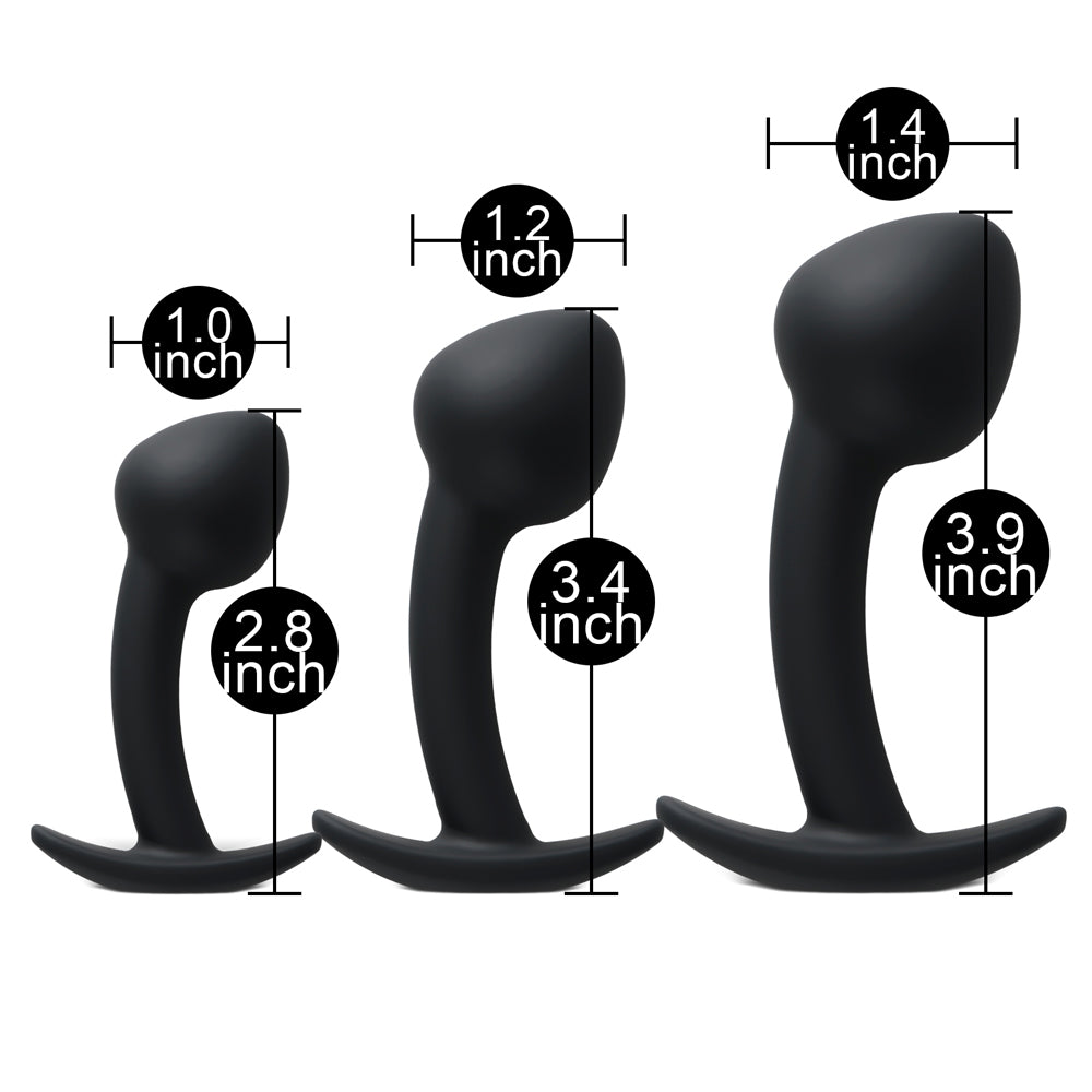 Curved Silicone Butt Plug Set (3 Piece)