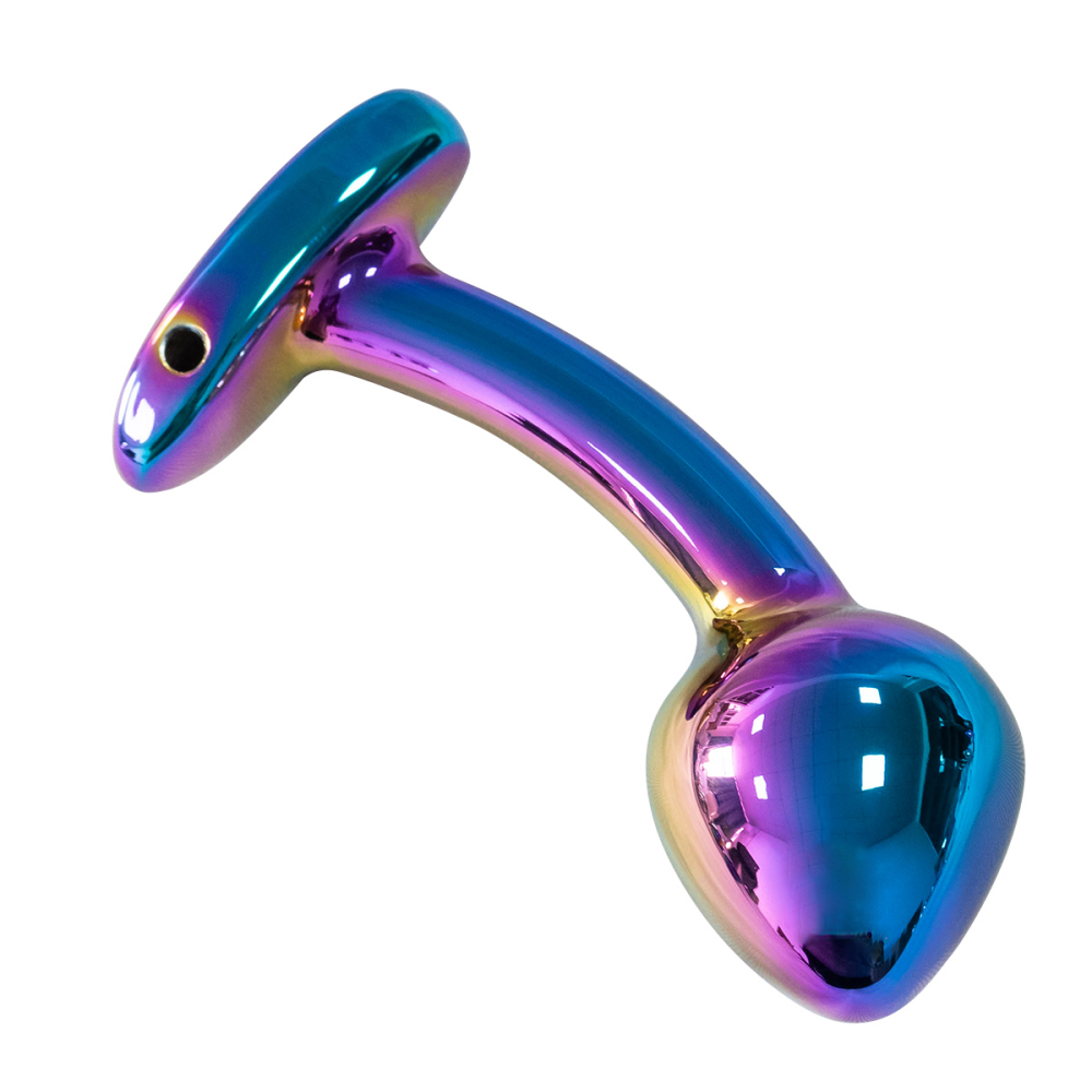 Small Curved Iridescent Metal Butt Plug 2.5 inch