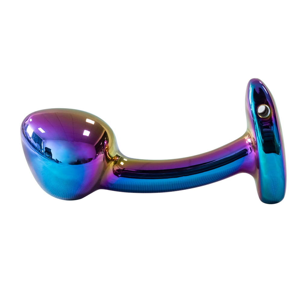 Small Curved Iridescent Metal Butt Plug 2.5 inch