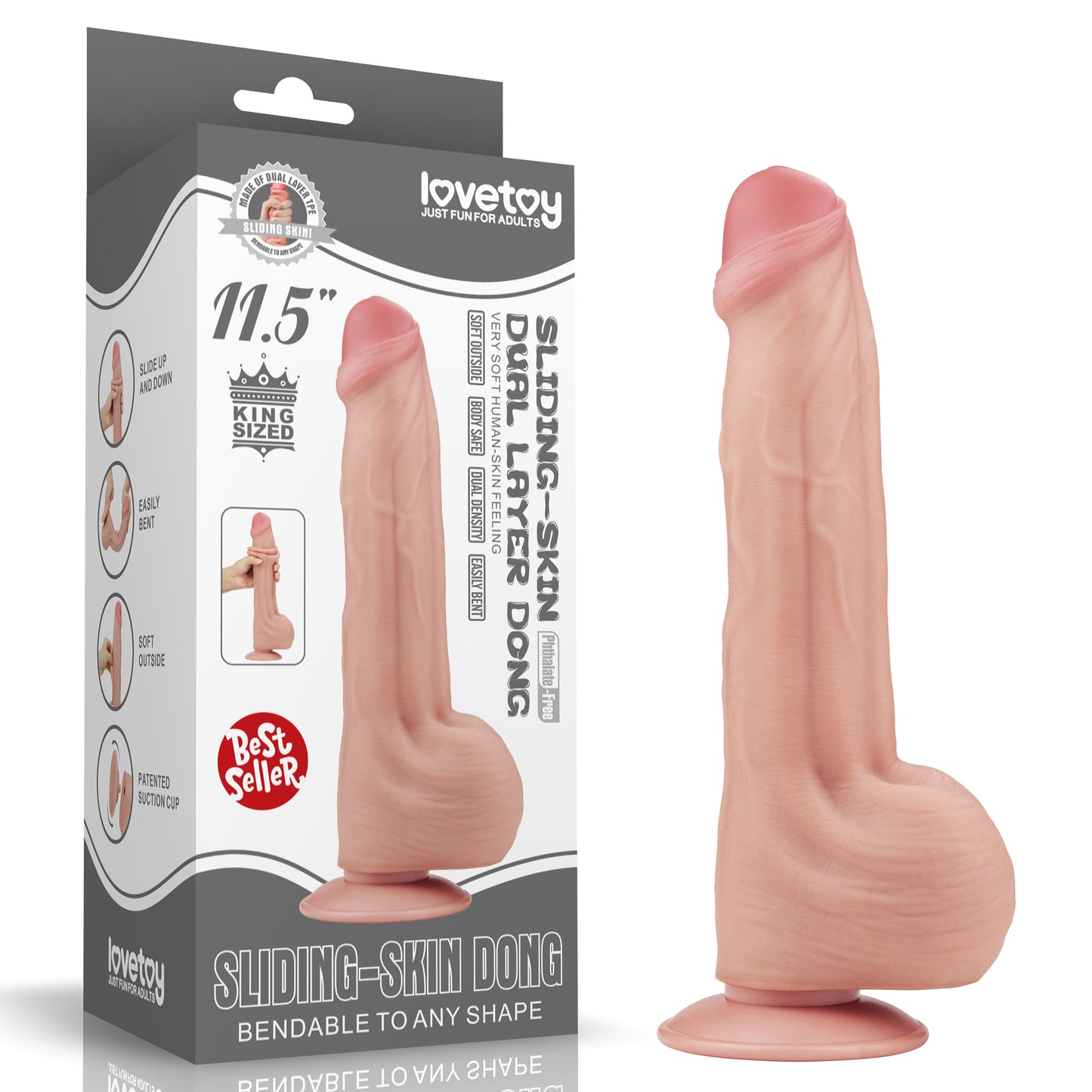 Lovetoy Sliding Skin Dual Layer Dildo 11.5 inch