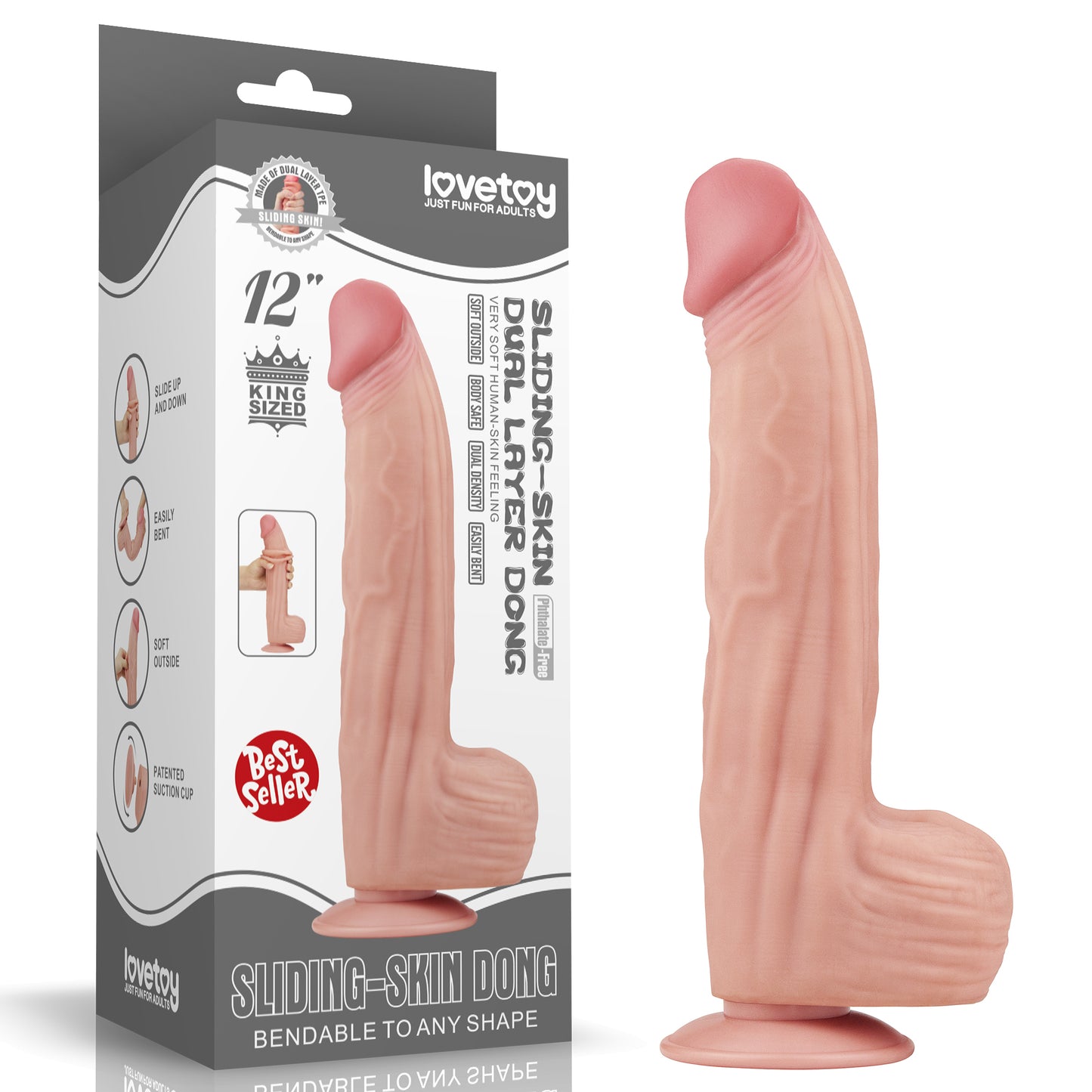 Lovetoy Sliding Skin Dual Layer Dildo 12 inch