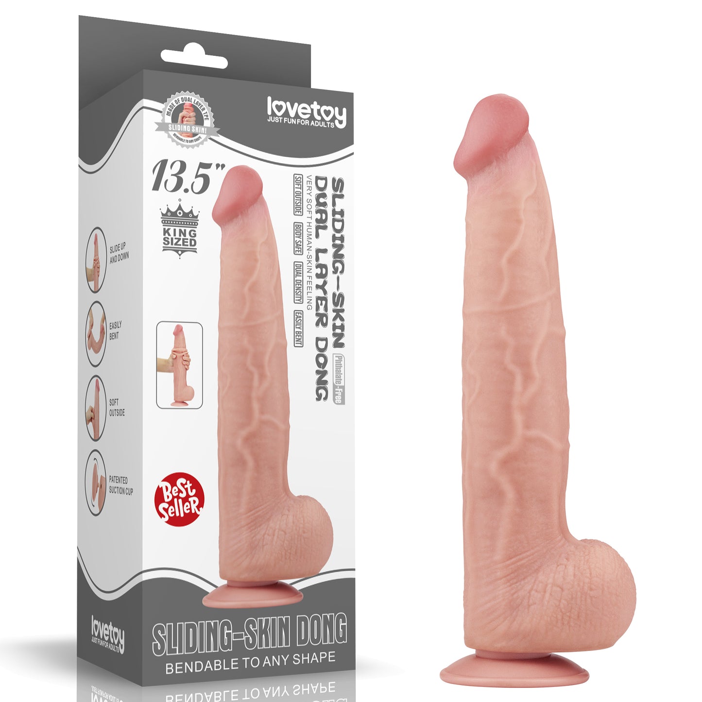 Lovetoy Sliding Skin Dual Layer Dildo 13.5 inch