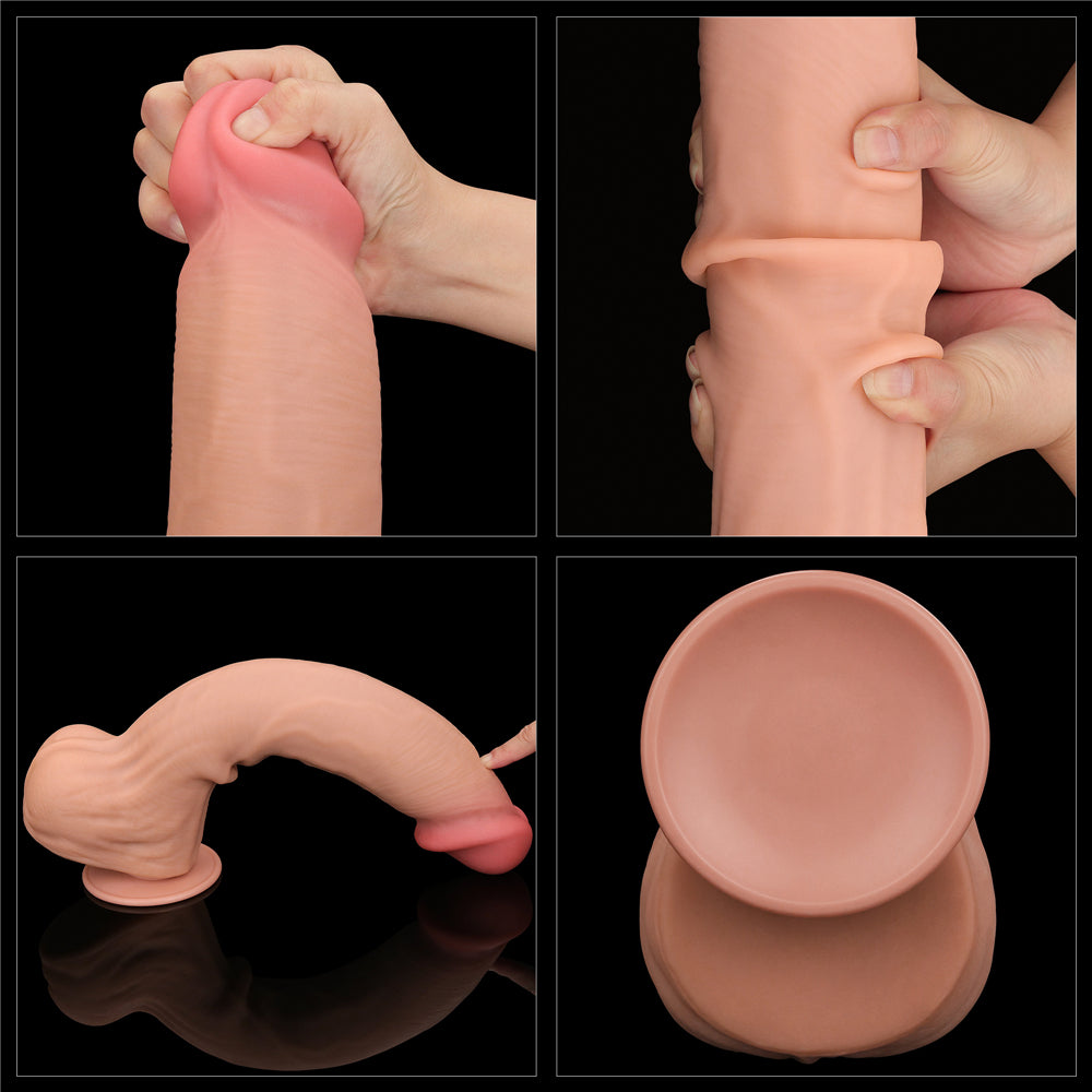 Lovetoy Sliding Skin Dual Layer Dildo 14 inch