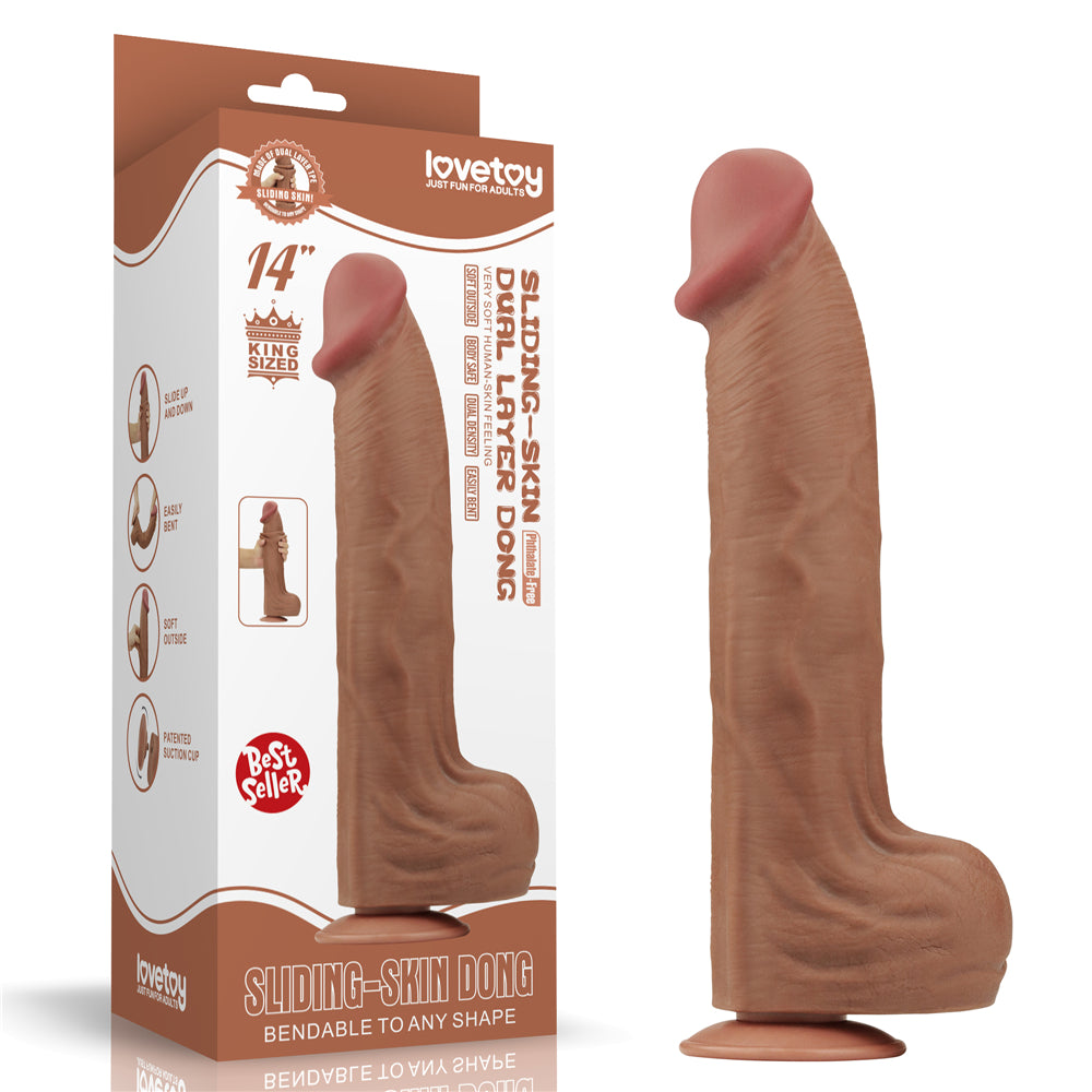 Lovetoy Sliding Skin Dual Layer Dildo 14 inch