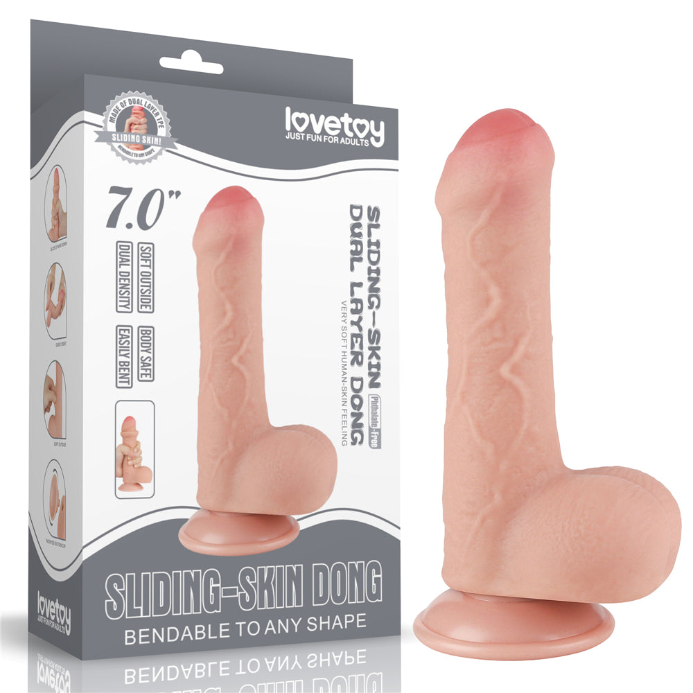 Lovetoy Sliding Skin Dual Layer Dildo 7 inch