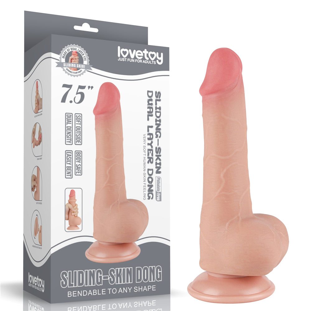 Lovetoy Sliding Skin Dual Layer Dildo 7.5 inch