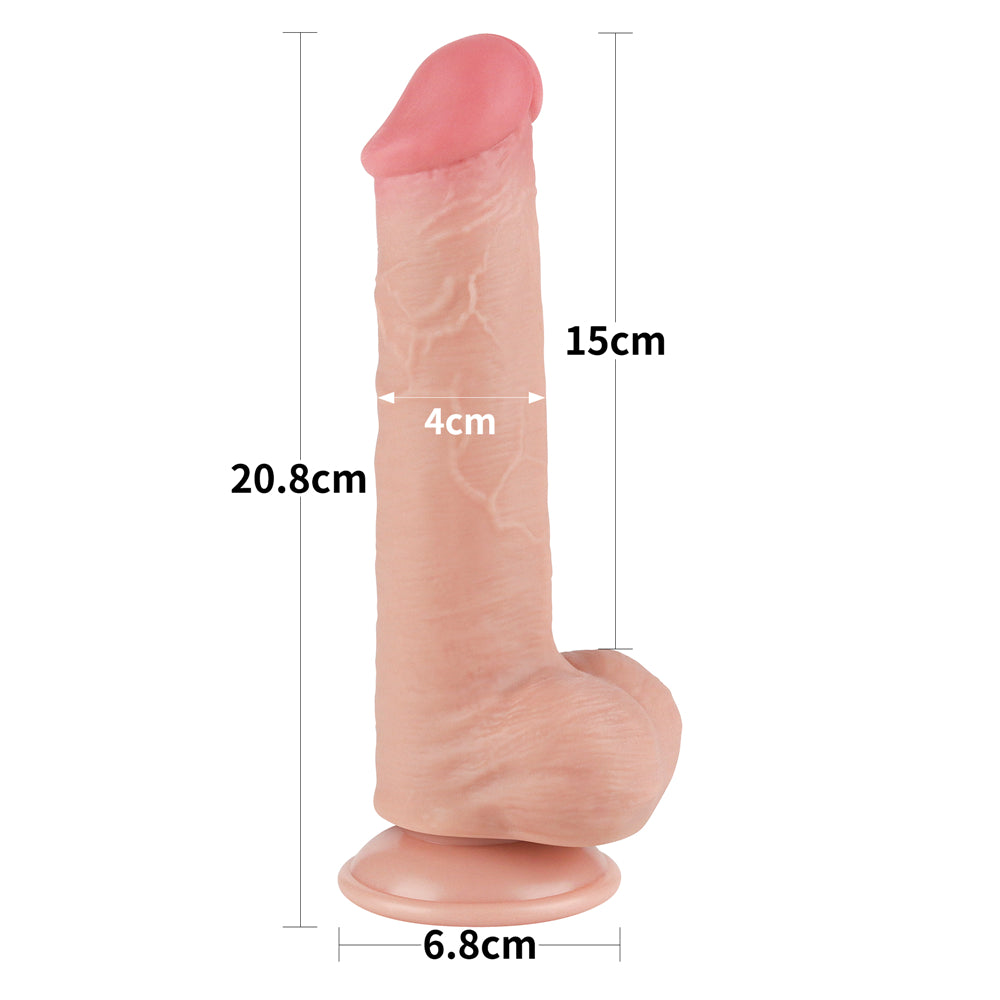 Lovetoy Sliding Skin Dual Layer Dildo 8 inch