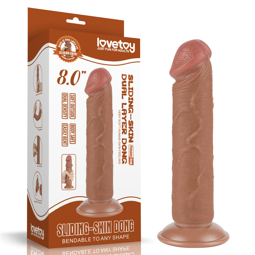 Lovetoy Sliding Skin Dual Layer Dildo without Balls 8 inch