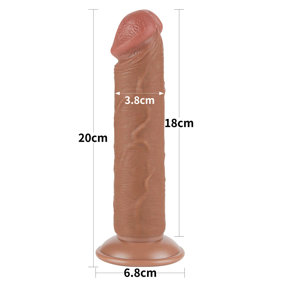 Lovetoy Sliding Skin Dual Layer Dildo without Balls 8 inch