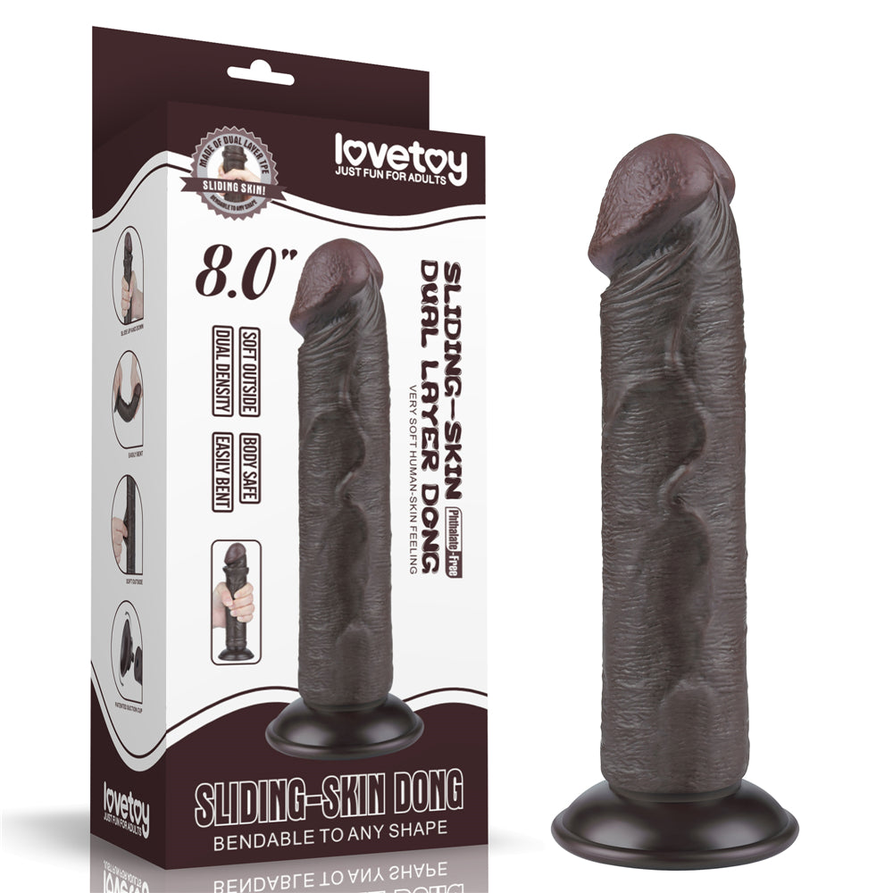 Lovetoy Sliding Skin Dual Layer Dildo without Balls 8 inch