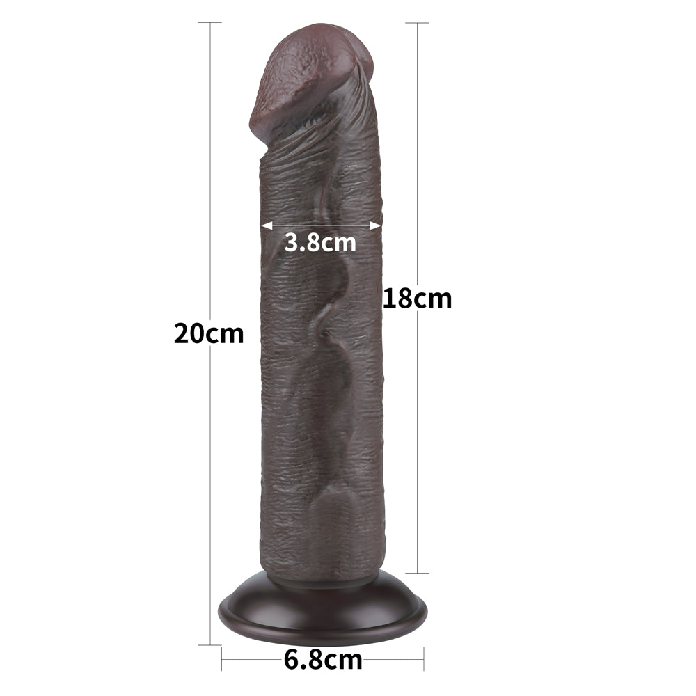 Lovetoy Sliding Skin Dual Layer Dildo without Balls 8 inch