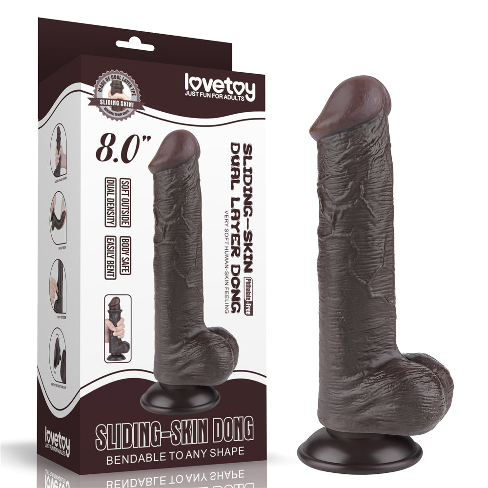 Lovetoy Sliding Skin Dual Layer Dildo 8 inch