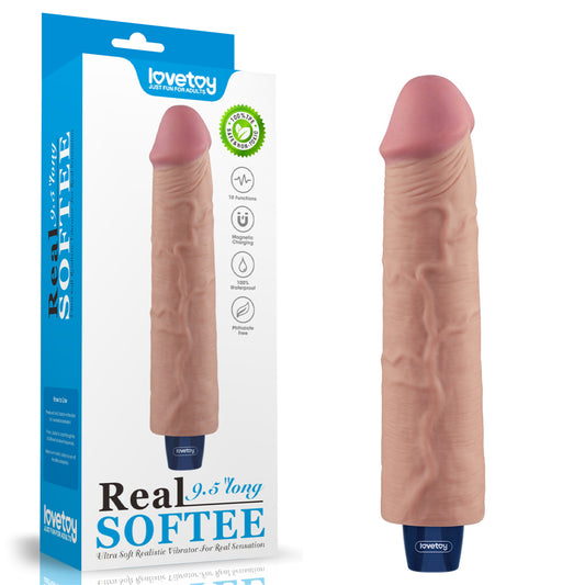 Lovetoy Real Softee Rechargeable Vibrating Dildo 9.5 inch