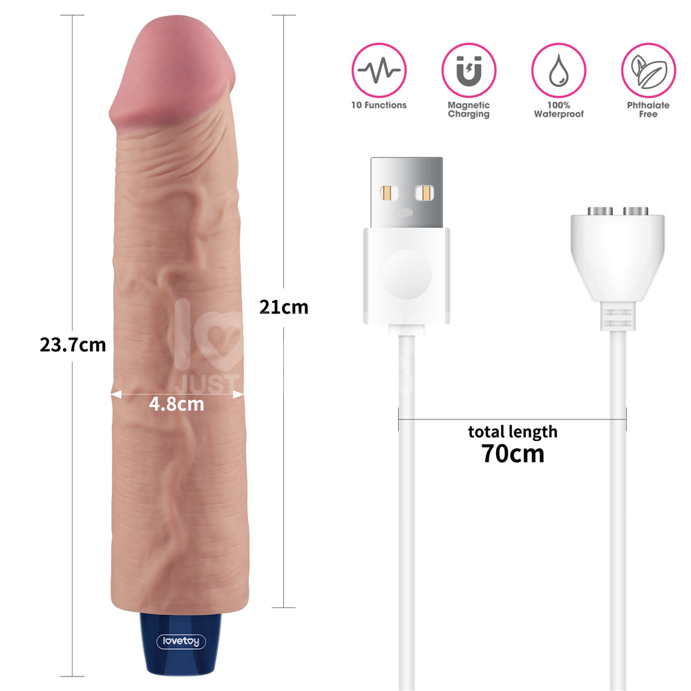 Lovetoy Real Softee Rechargeable Vibrating Dildo 9.5 inch