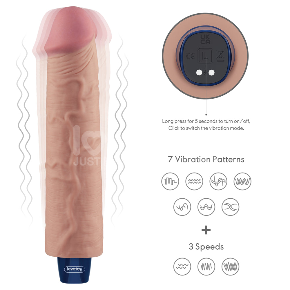 Lovetoy Real Softee Rechargeable Vibrating Dildo 9.5 inch