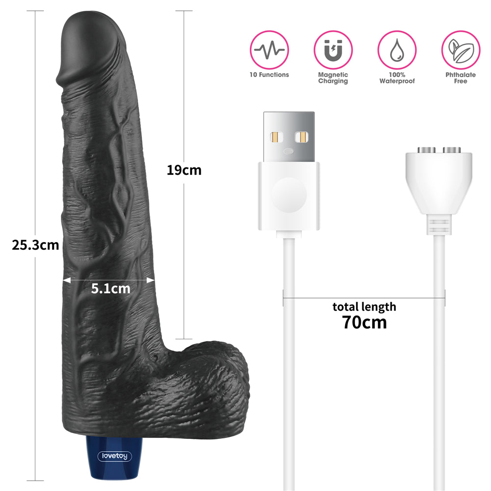 Lovetoy Real Softee Rechargeable Vibrating Dildo 10 inch