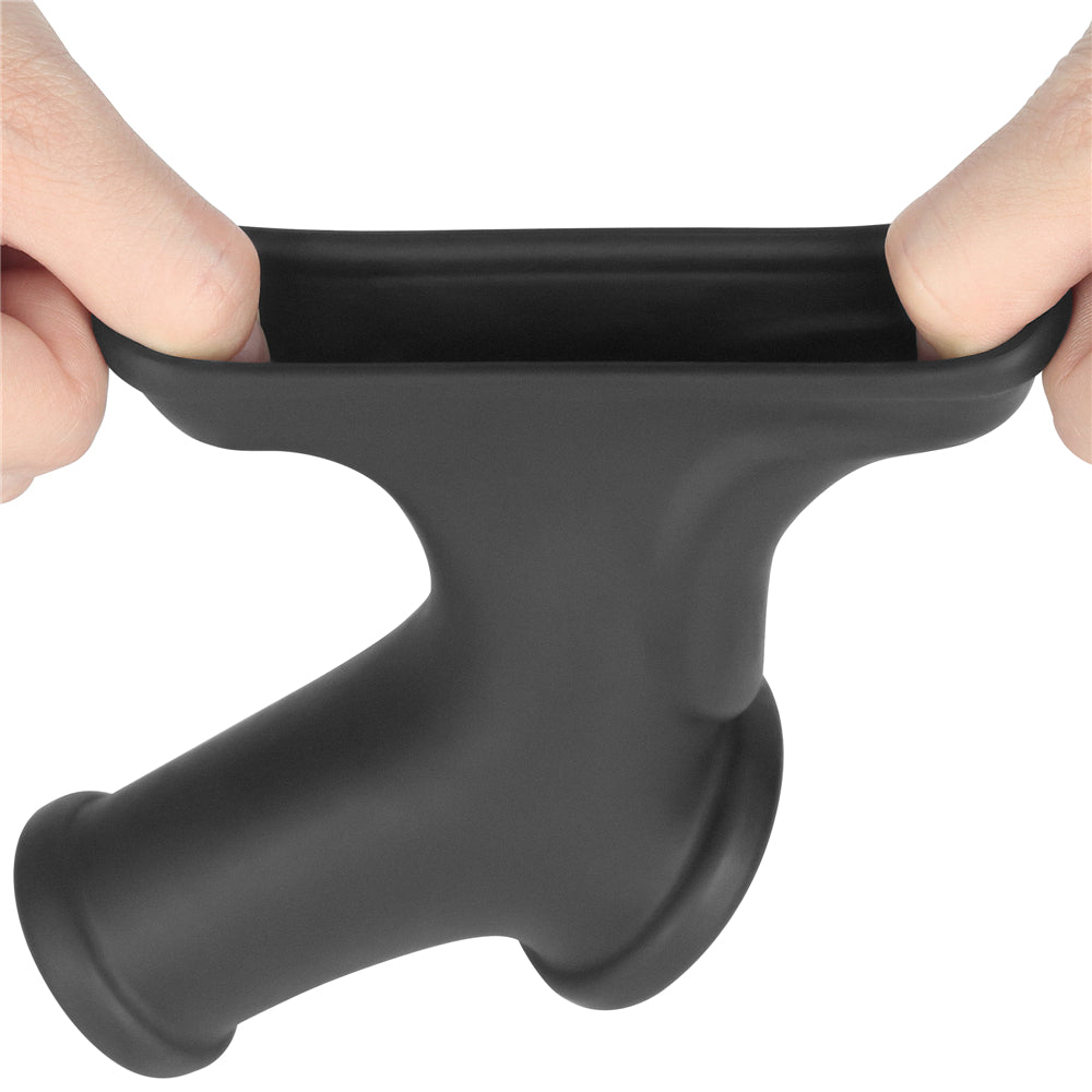 Lovetoy Vibrating Silk Knights Ring with Scrotum Sleeve