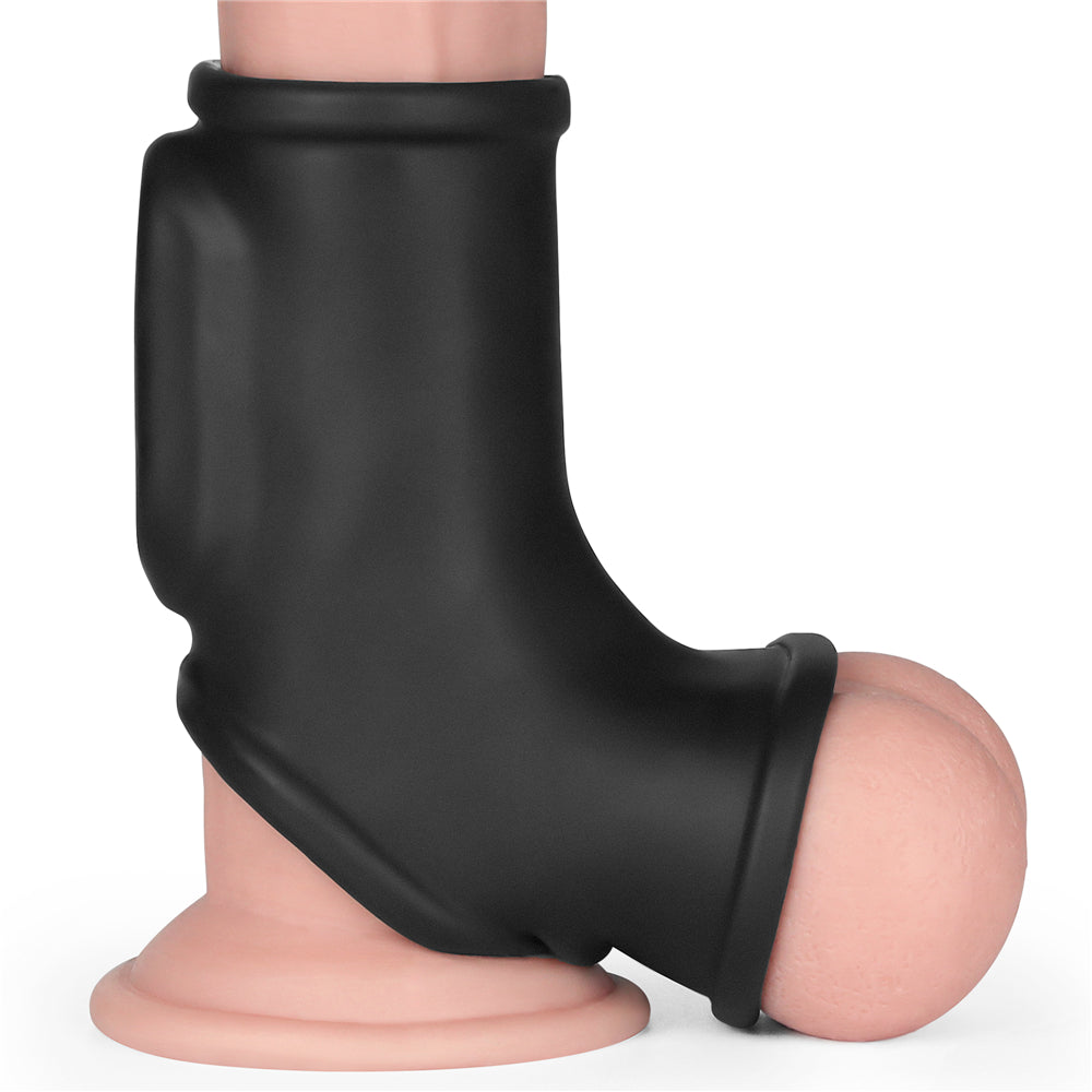 Lovetoy Vibrating Silk Knights Ring with Scrotum Sleeve