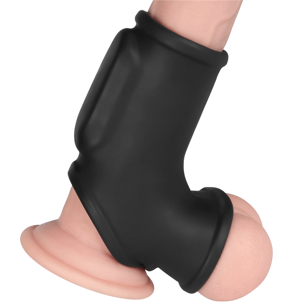 Lovetoy Vibrating Silk Knights Ring with Scrotum Sleeve