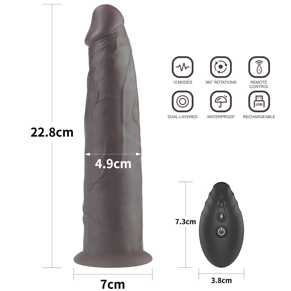 Lovetoy Remote Control Rechargeable Dual Layered Silicone Rotating Dildo 9 inch