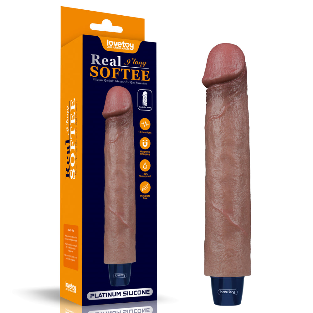Lovetoy Real Softee Rechargeable Silicone Vibrating Dildo 9 inch